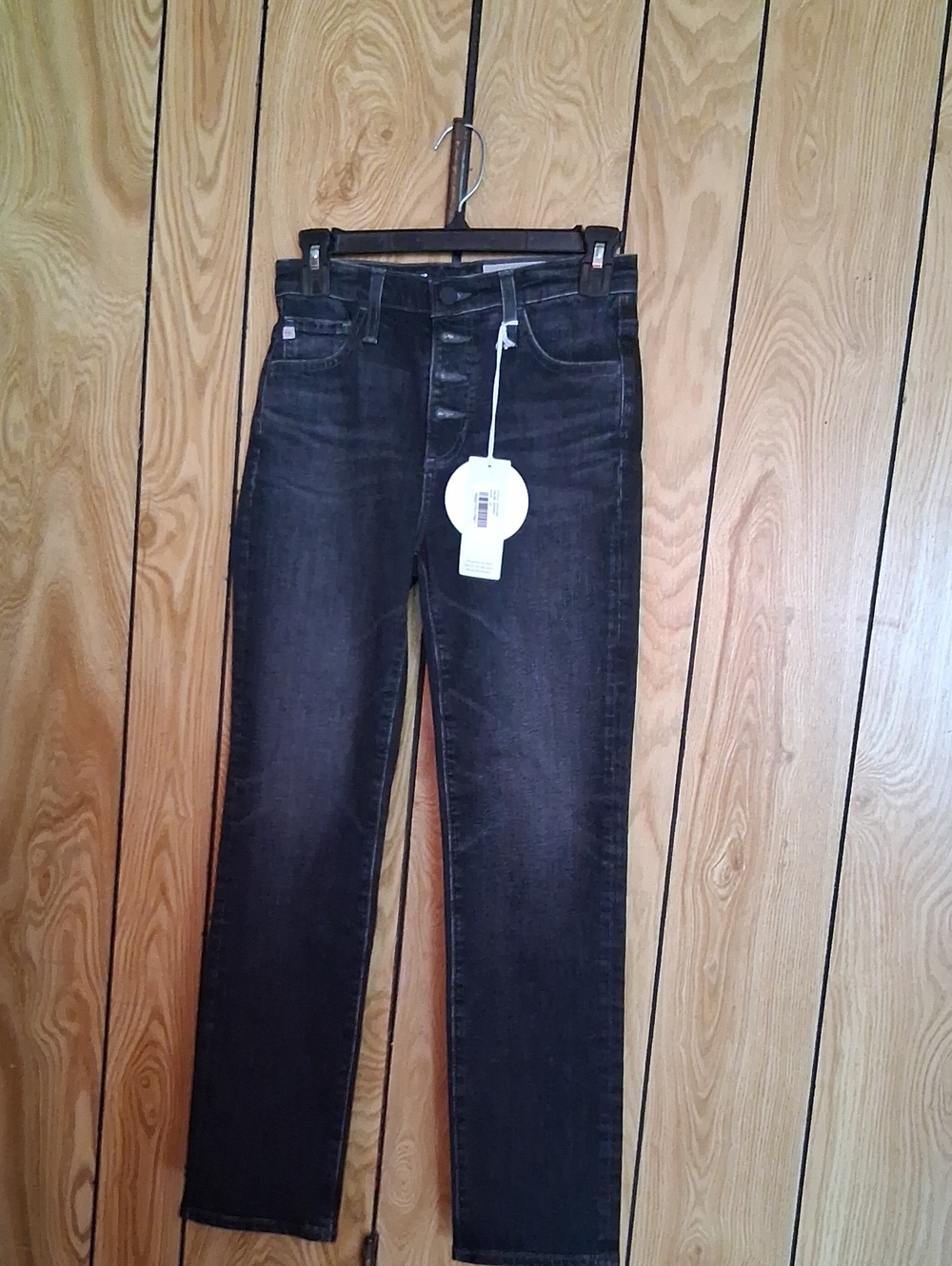 Ag Adriano Goldschmied Black High-Rise Straight Jeans